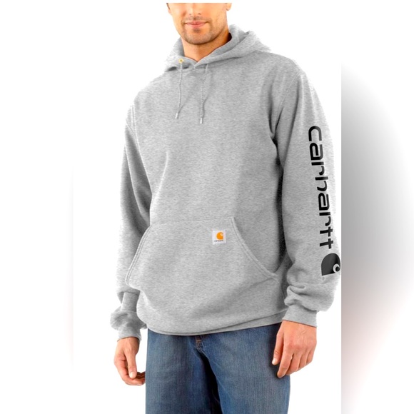 Carhartt Other - Carhartt Gray Hoodie LOOSE FIT MIDWEIGHT LOGO SLEEVE GRAPHIC SWEATSHIRT Medium
